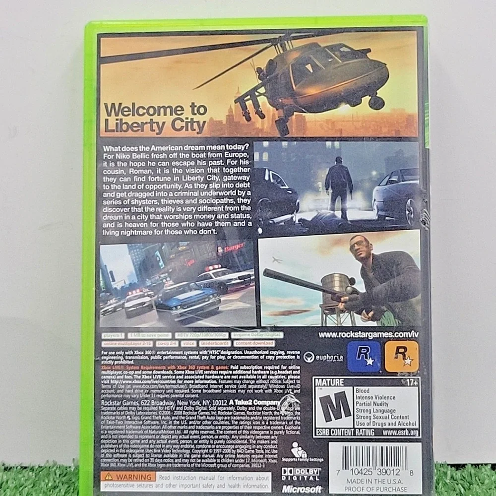 Grand Theft Auto IV Video Game for Microsoft Xbox 360‎ GT4 - No Manuals
